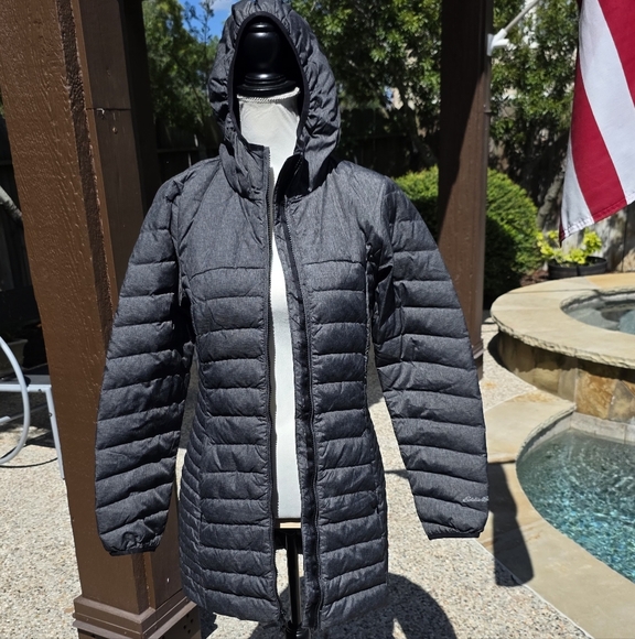 Eddie Bauer Women's Astoria Hooded Down Parka Gray Puffer Coat S - Picture 14 of 14